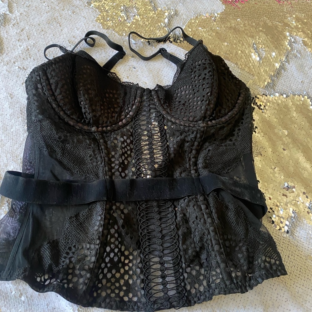 Victoria's Secret Black Mesh Bustier